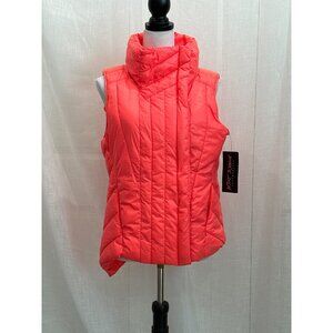 Betsy Johnson New Quilted Puffer Vest Sleeveless Coral Size M